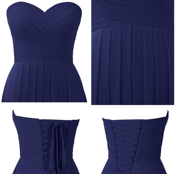 Sleeveless A-Line Sweetheart Bridesmaid Prom Formal Occasion Dress, 10, Blue - Picture 6 of 8